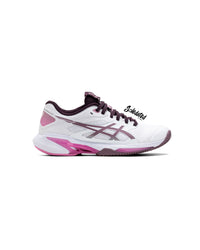 ASICS Solution Speed FF 4 White Dusty Mauve women’s tennis shoe lateral side view