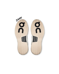 Outsole view of On THE ROGER Pro 2 White Lime showing open herringbone tread and carbon fiber Speedboard