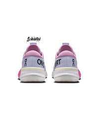 Rear view of On THE ROGER Pro 3 Clay Thistle Pink tennis shoes showing padded heel support
