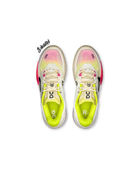 Top view of On THE ROGER Pro 2 White Lime showing lacing, perforated tongue and lime lining