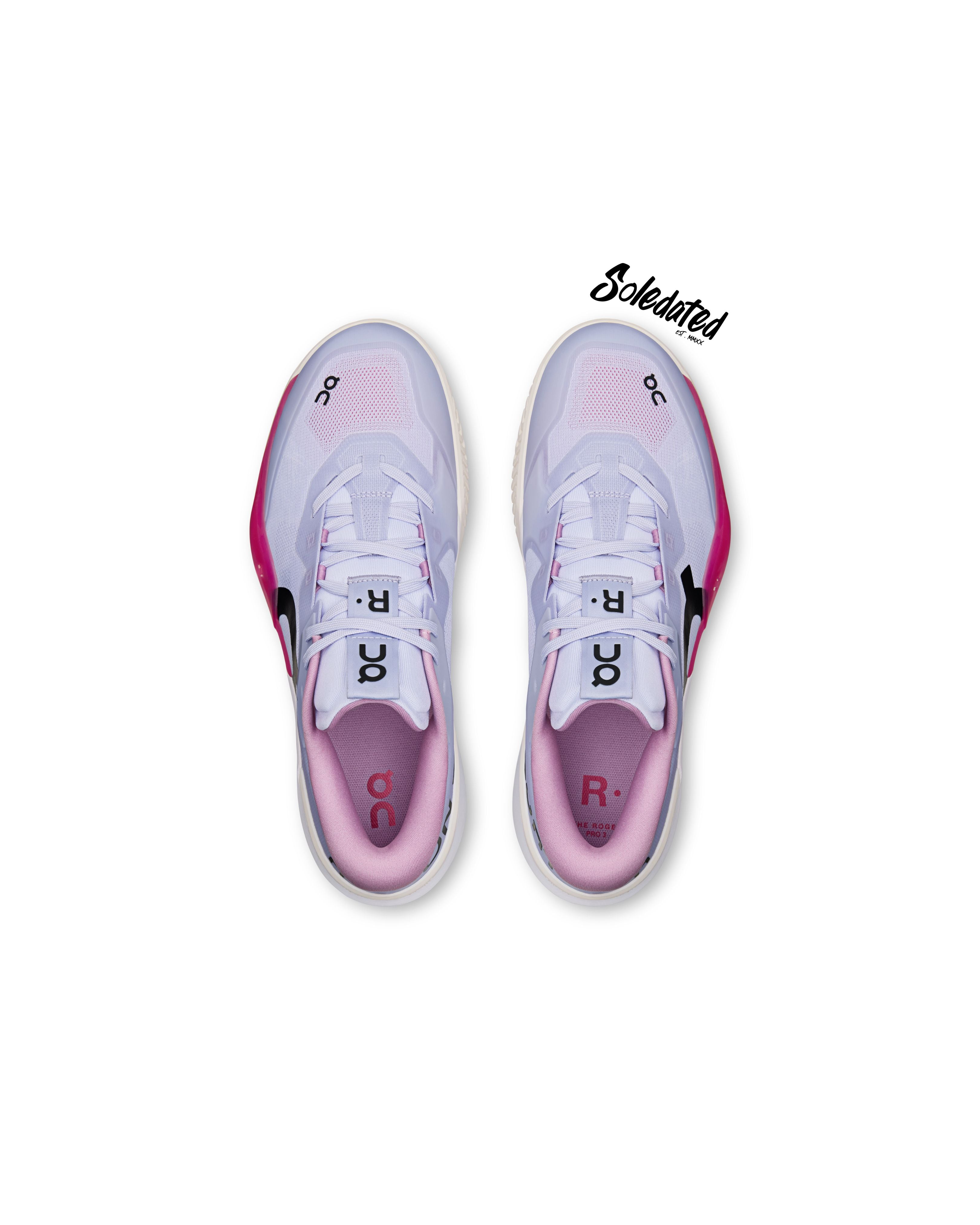 Top view of On THE ROGER Pro 3 Clay Thistle Pink showing mesh upper, lace cage and pink lining
