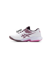 ASICS Solution Speed FF 4 White Dusty Mauve women’s tennis shoe medial side view