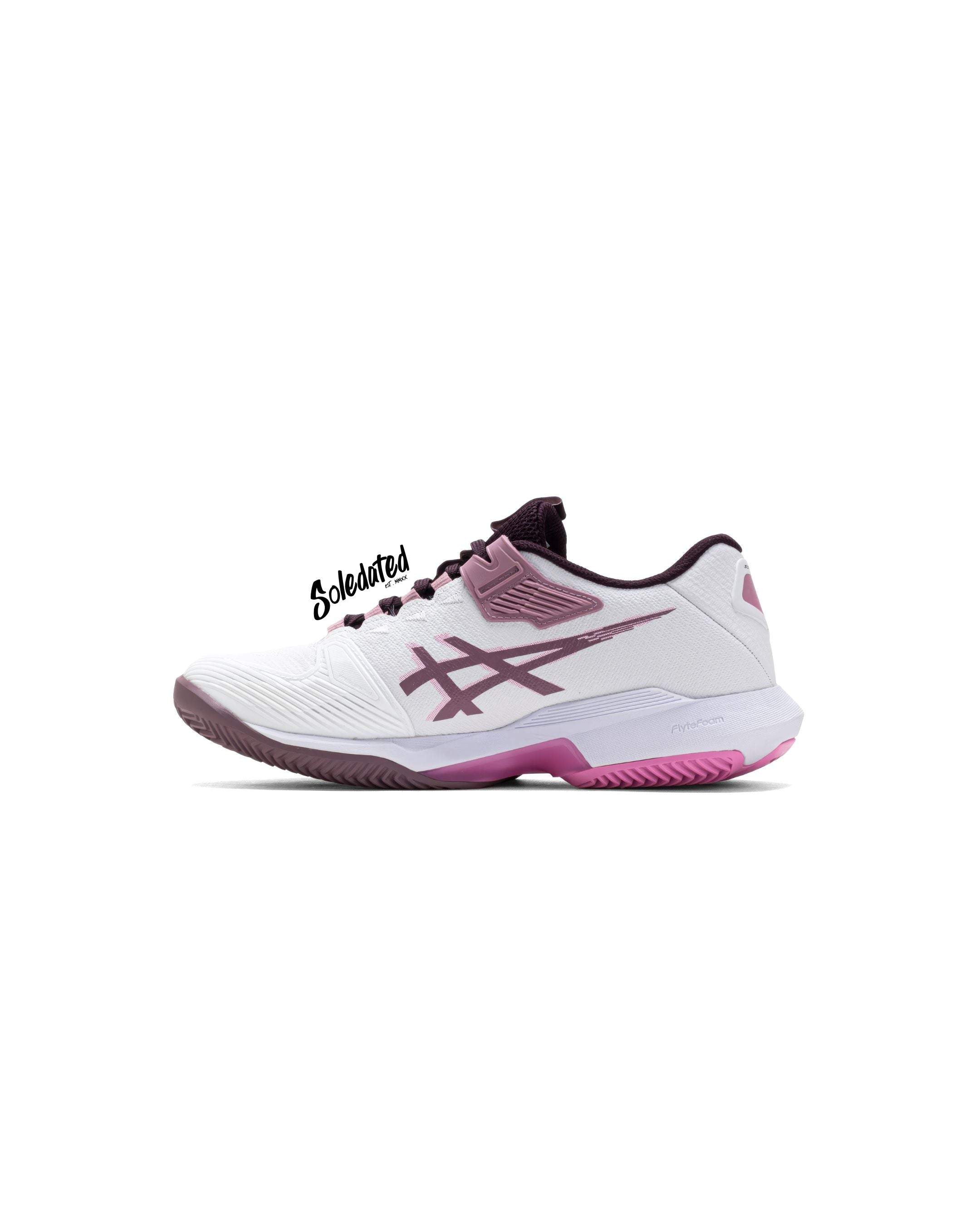 ASICS Solution Speed FF 4 White Dusty Mauve women’s tennis shoe medial side view