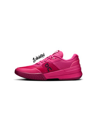 On THE ROGER Pro 2 Pink Grenadine tennis shoe medial side view with reinforced upper