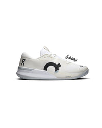 On THE ROGER Pro 3 White Pink tennis shoe lateral side view with Helion HF midsole