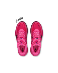 Top view of On THE ROGER Pro 2 Pink Grenadine showing mesh upper, tongue and lacing
